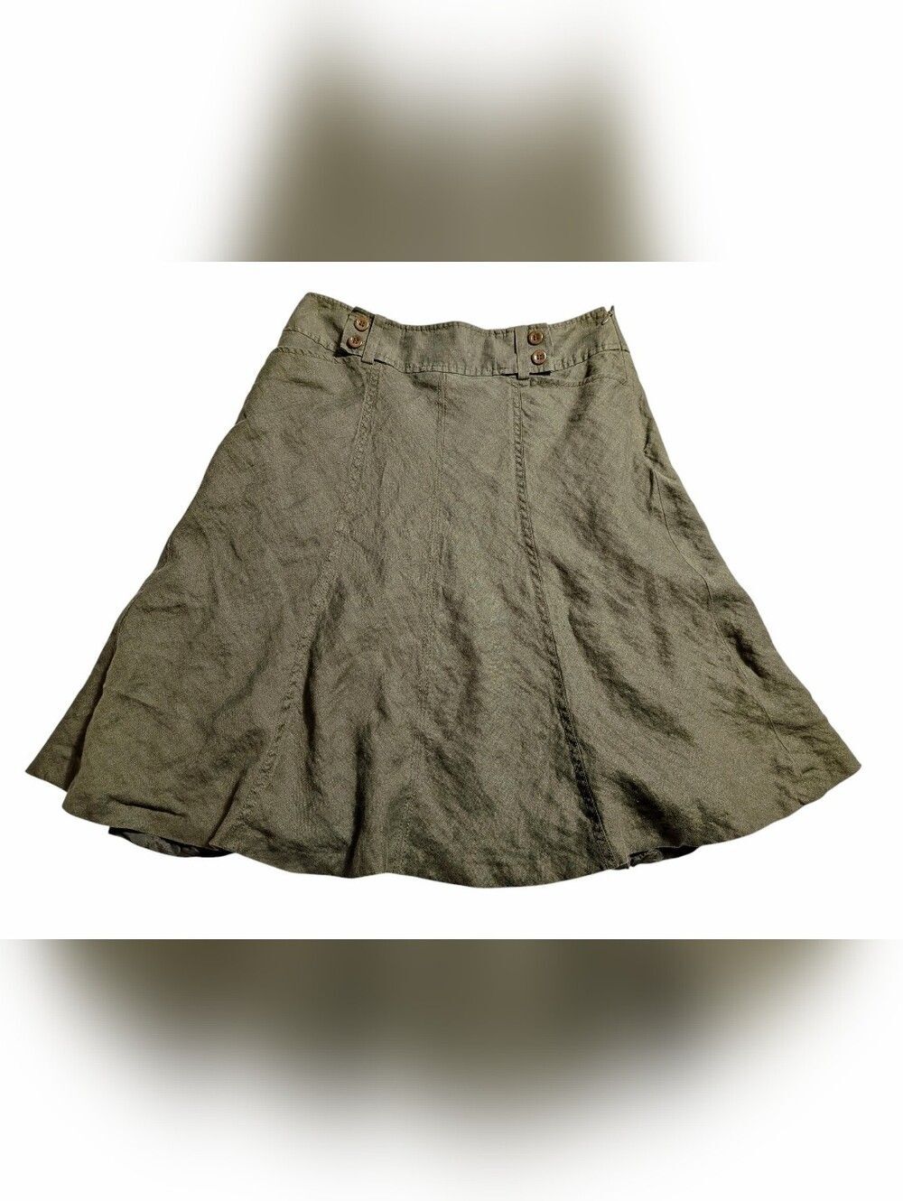 Ann Taylor Olive Green 100% Linen Skirt